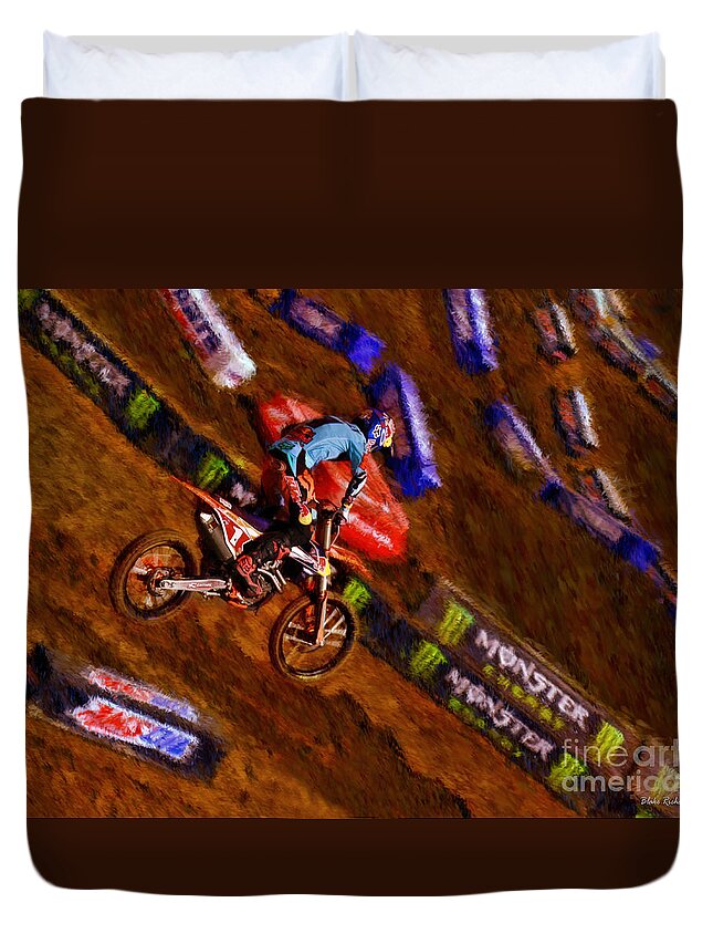 450 Supercross Duvet Cover featuring the photograph 450 Supercross Ryan Dungey Defies Gravity by Blake Richards