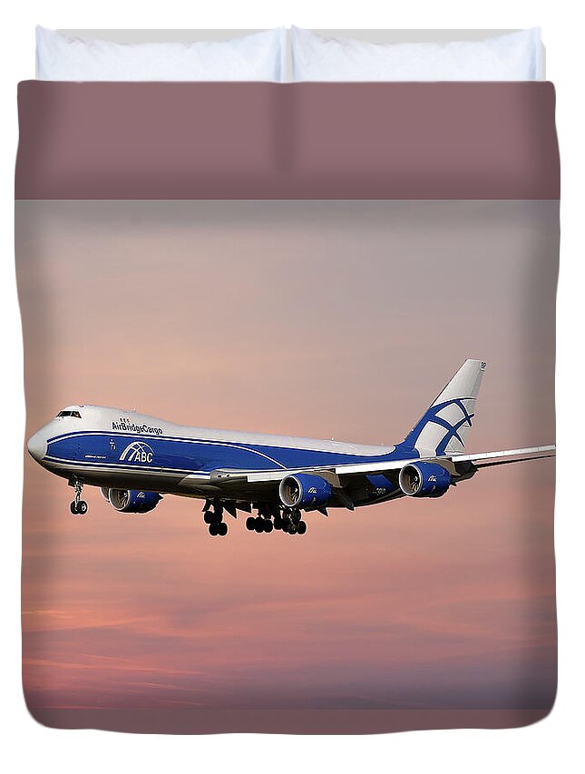 Air Bridge Cargo Duvet Cover featuring the photograph Air Bridge Cargo Boeing 747-8F by Smart Aviation