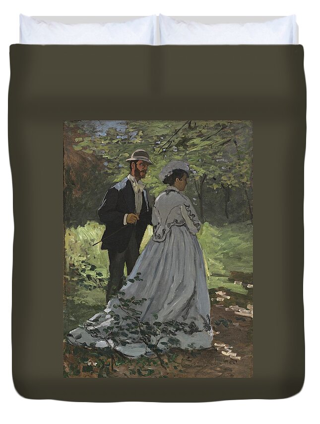 Claude Monet Duvet Cover featuring the painting Bazille And Camille #5 by Claude Monet
