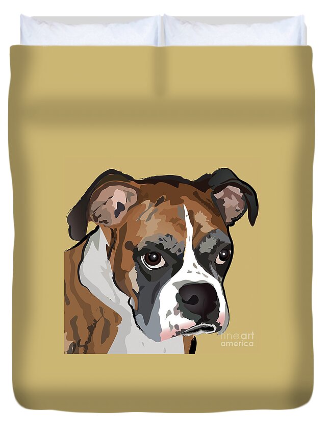 Boxer Dog Duvet Cover featuring the painting Boxer Dog Portrait #5 by Robyn Saunders