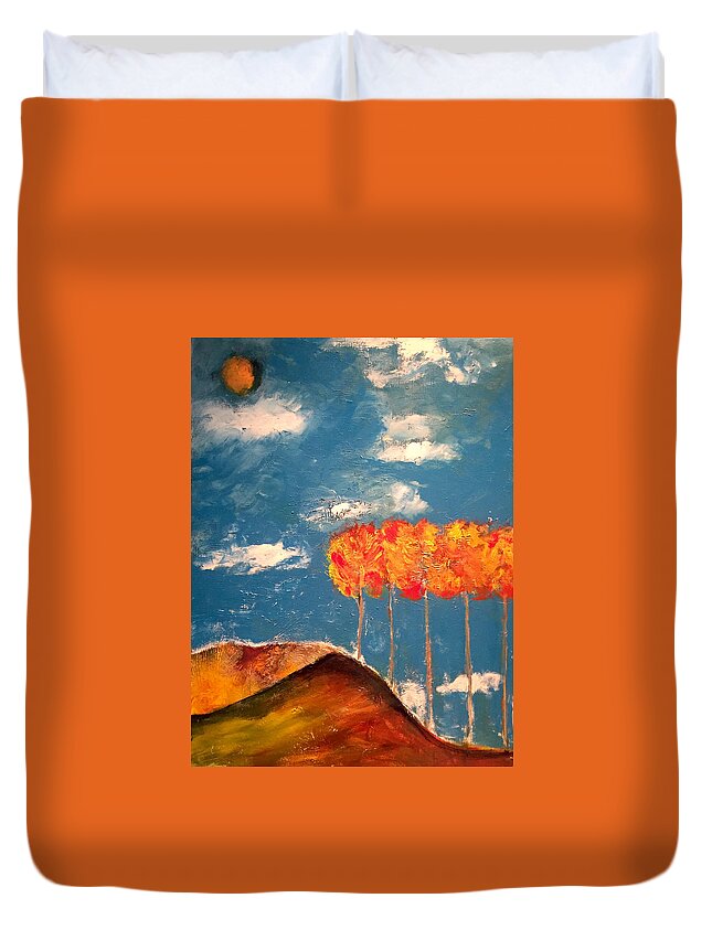 Trees Duvet Cover featuring the painting 5 Brothers by Dennis Ellman