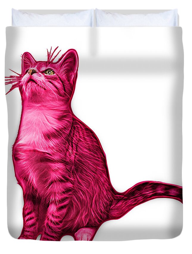 Cat Duvet Cover featuring the painting Cat Art - 3771 WB #5 by James Ahn