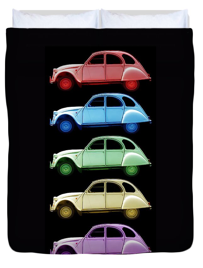 Citroen Duvet Cover featuring the photograph 5 Citroens by Andrew Fare