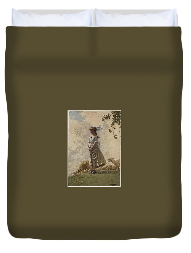 Winslow Homer (american Duvet Cover featuring the painting Fresh Air by Winslow Homer