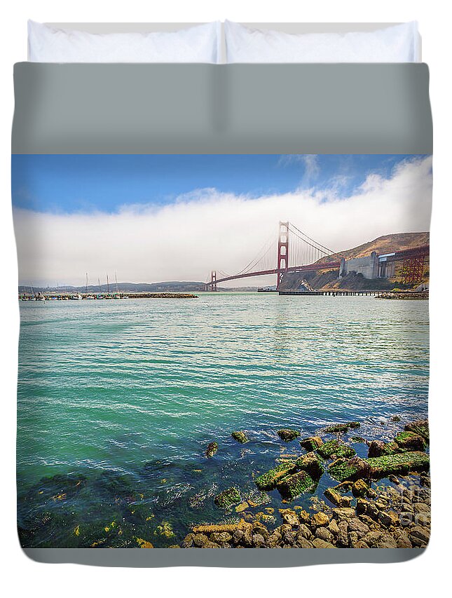 Golden Gate Bridge Duvet Cover featuring the photograph Golden Gate Bridge Sausalito #5 by Benny Marty