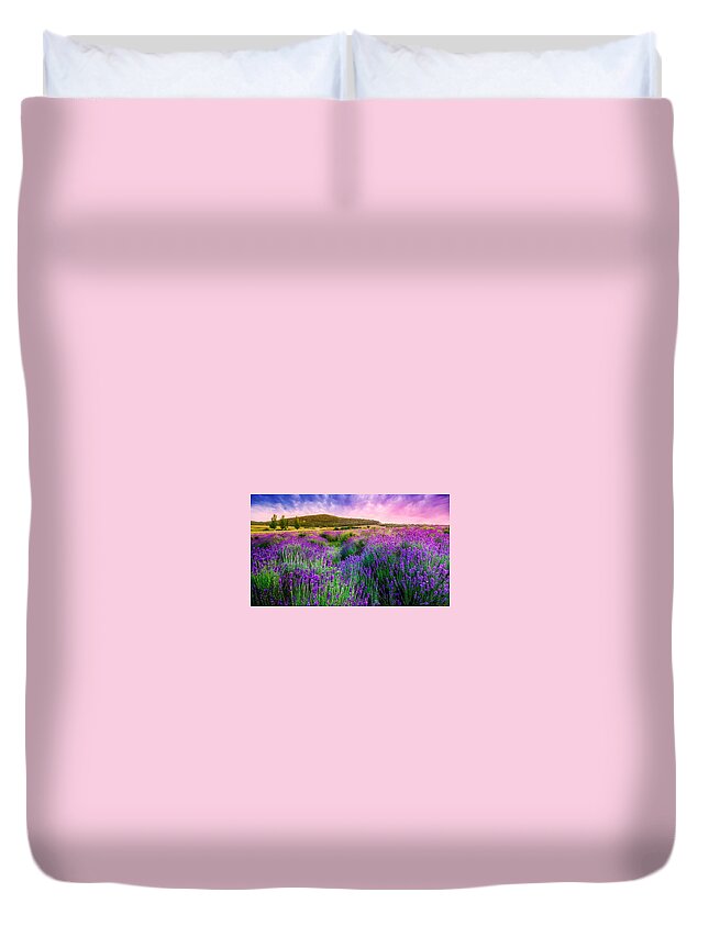 Lavender Duvet Cover featuring the digital art Lavender #5 by Super Lovely