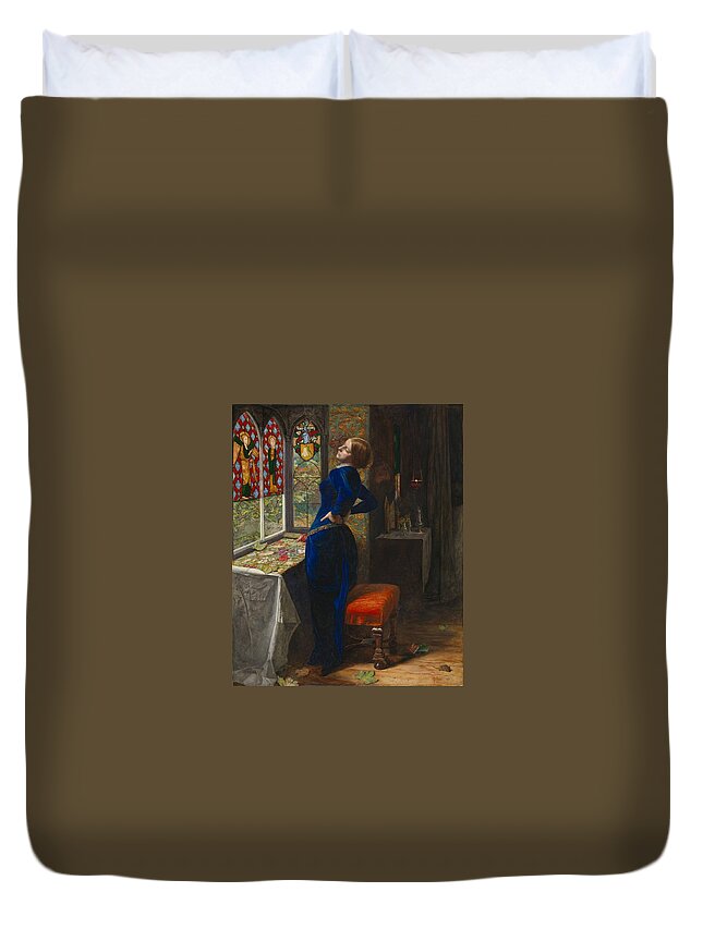 Sir John Everett Millais Duvet Cover featuring the painting Mariana by John Everett Millais