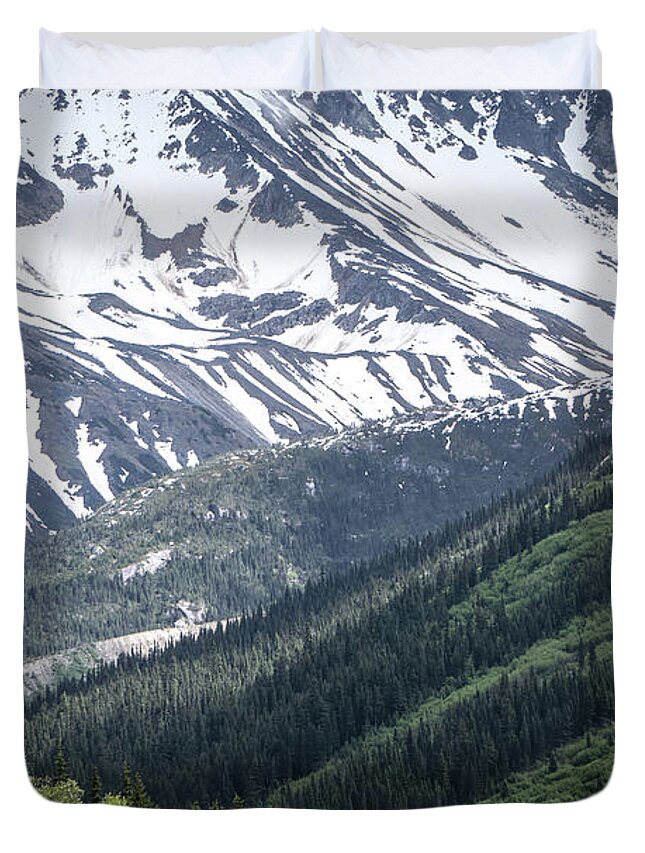 Landscape Duvet Cover featuring the photograph Mountain Range Inn British Columbia Alaskan Rockies #5 by Alex Grichenko