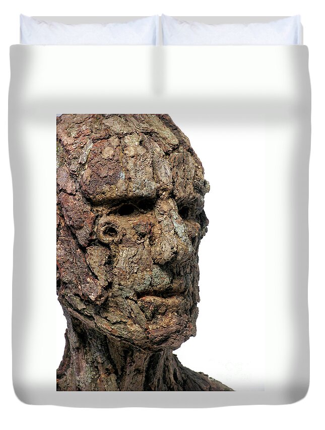 Groot Duvet Cover featuring the mixed media Revered A natural portrait bust sculpture by Adam Long #5 by Adam Long