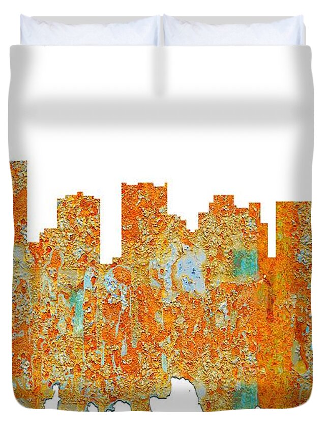 Scottsdale Arizona Skyline Duvet Cover featuring the digital art Scottsdale Arizona Skyline #5 by Marlene Watson