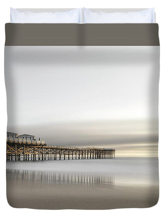 Beach Duvet Cover featuring the photograph Sunset at Pacific Beach Pier - Crystal Pier - Mission Bay, San D #5 by Ryan Kelehar