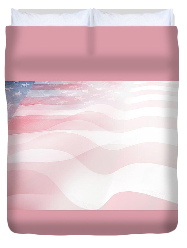 American Flag Duvet Cover featuring the digital art USA flags 1 by Les Cunliffe