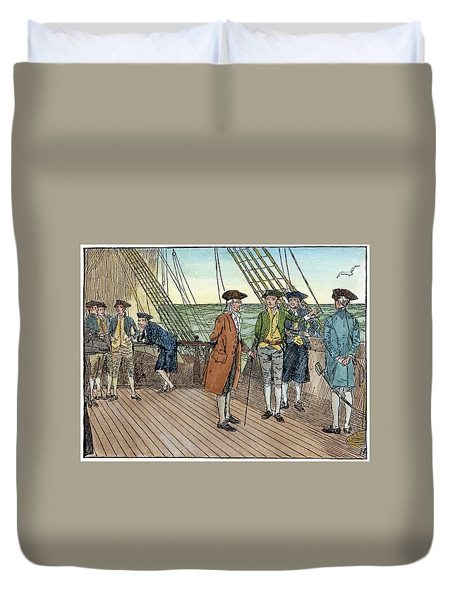 1776 Duvet Cover featuring the drawing Benjamin Franklin, 1706-1790 #28 by Granger
