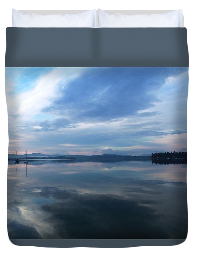 Fog Duvet Cover featuring the photograph Wolfeboro NH #55 by Donn Ingemie