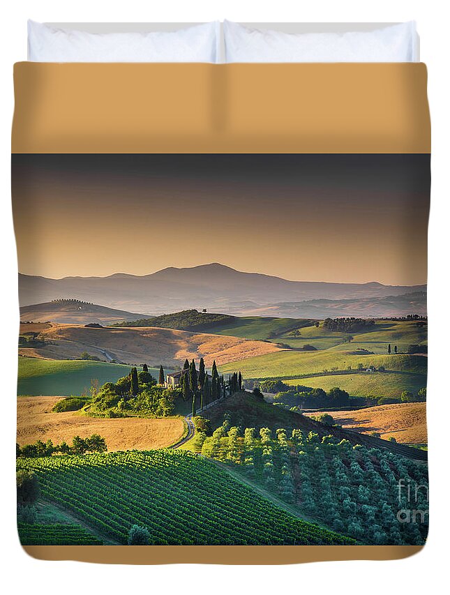 Agriculture Duvet Cover featuring the photograph A Morning in Tuscany #6 by JR Photography