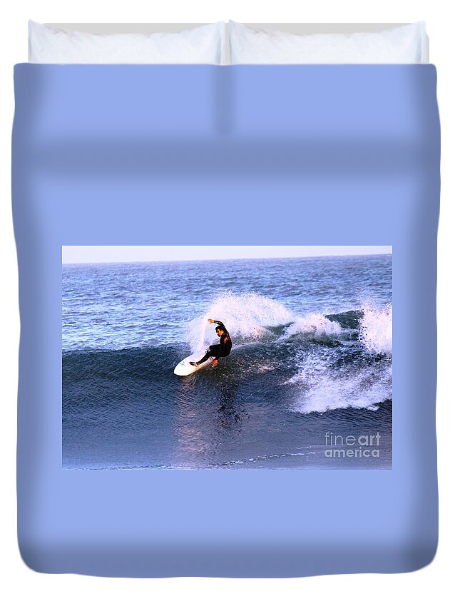 Surfing Duvet Cover featuring the photograph Action images #6 by Donn Ingemie