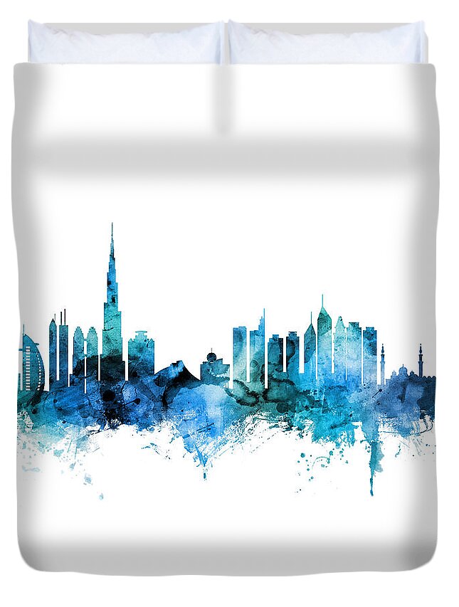 Dubai Duvet Cover featuring the digital art Dubai Skyline #6 by Michael Tompsett