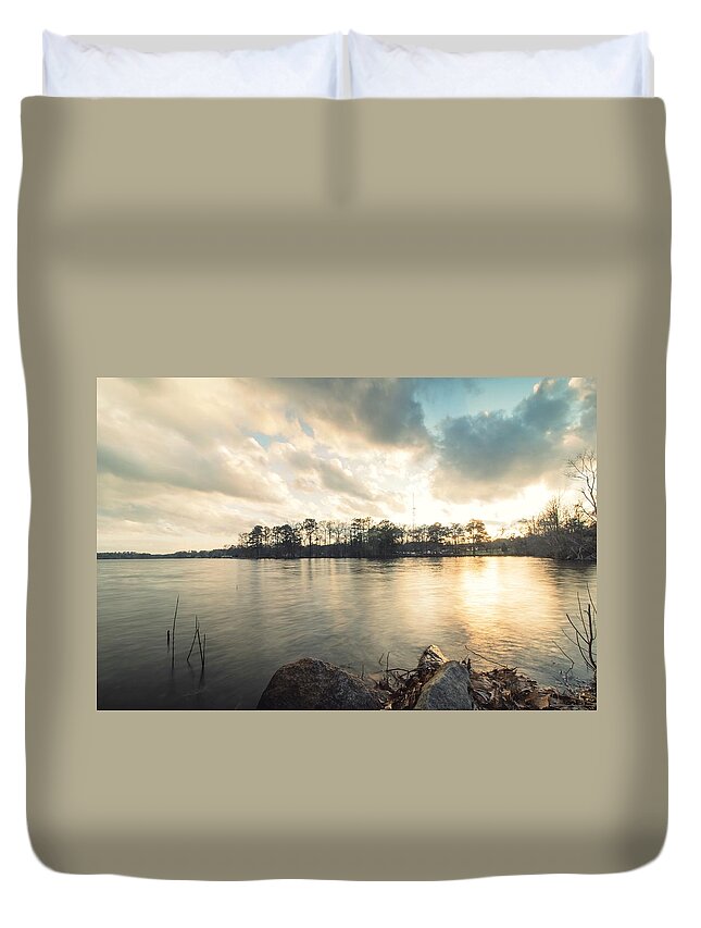 Lake Duvet Cover featuring the photograph Lake Sunset #6 by Mike Dunn