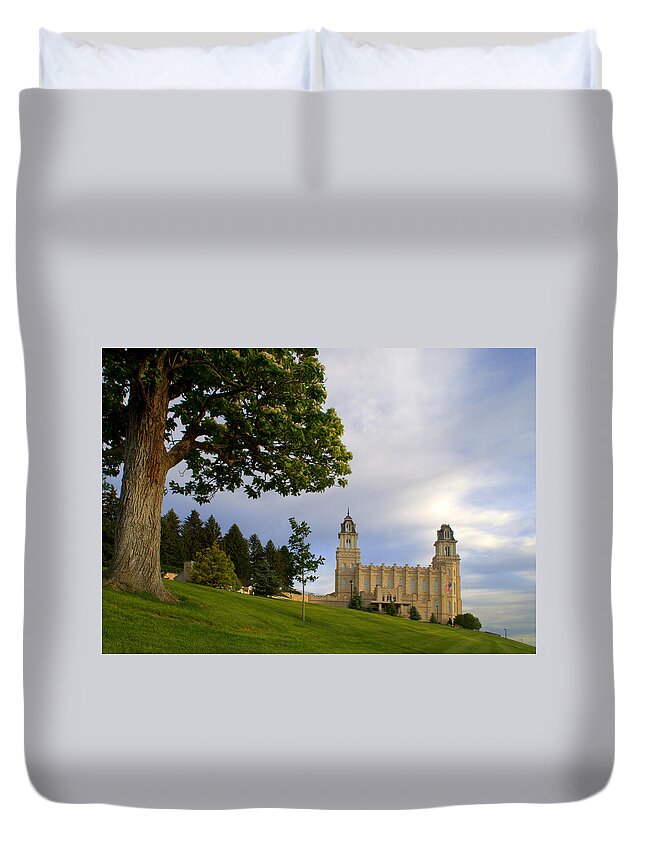 Temple Duvet Cover featuring the photograph Manti Utah LDS Temple #6 by Nathan Abbott