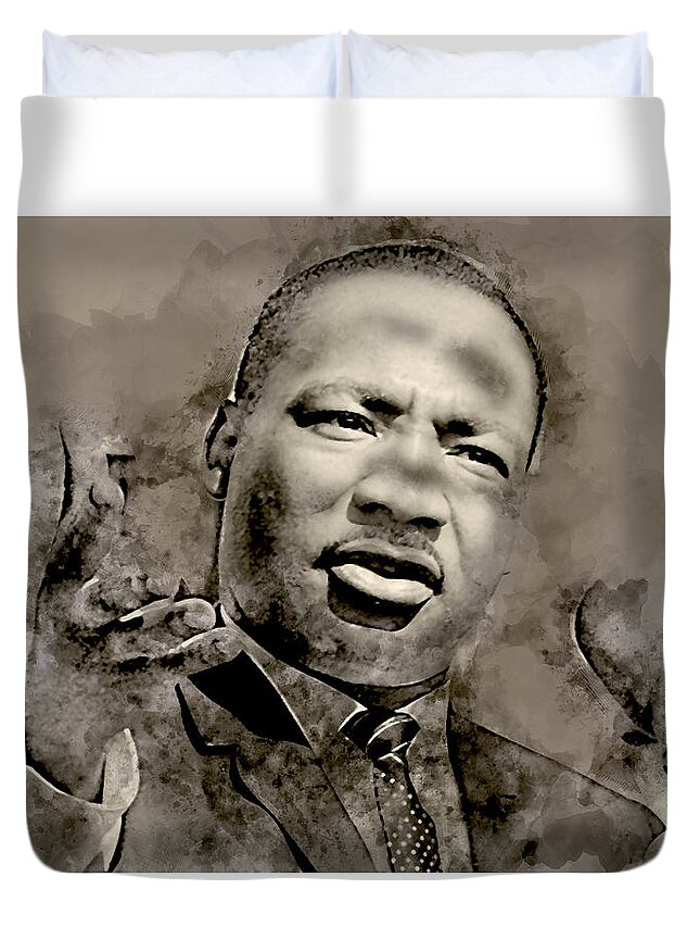 Martin Luther King Jr Duvet Cover featuring the mixed media Martin Luther King #5 by Marvin Blaine