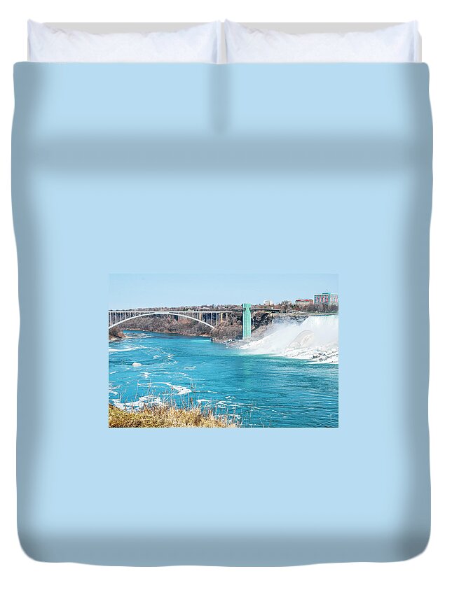 Falls Duvet Cover featuring the photograph Niagara Falls scenery in winter #6 by Carl Ning