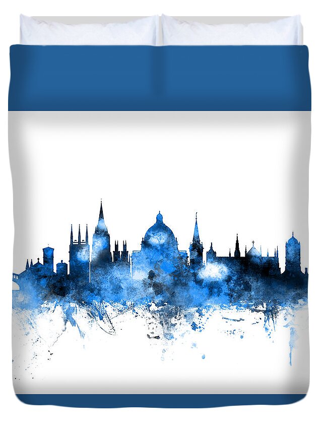 City Duvet Cover featuring the digital art Oxford England Skyline by Michael Tompsett