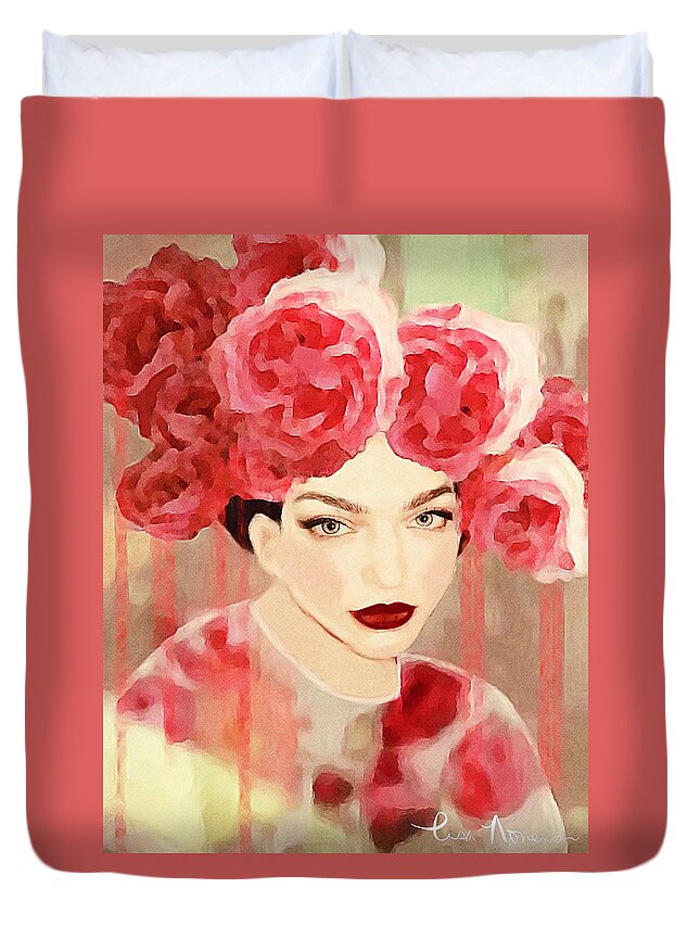 Rose Duvet Cover featuring the digital art Rose #6 by Lisa Noneman