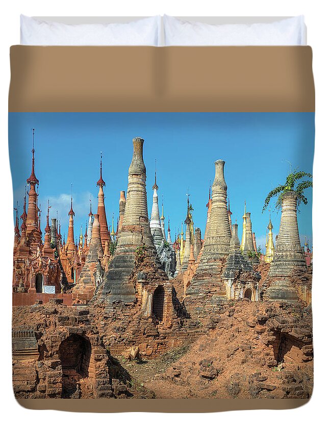Shwe Indein Pagoda Duvet Cover featuring the photograph Shwe Indein Pagoda - Myanmar #6 by Joana Kruse