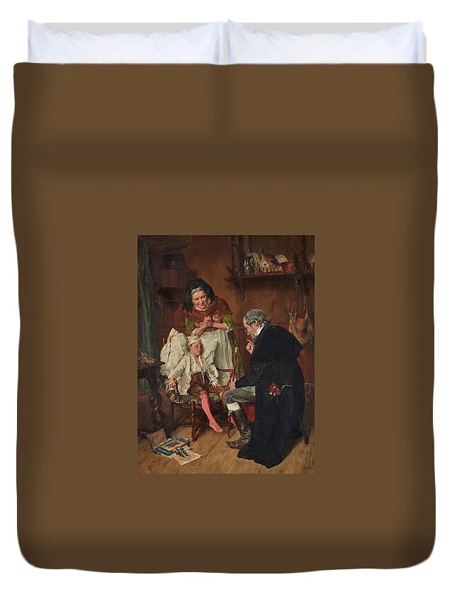 François-adolphe Grison 1845-1914 The Doctor Duvet Cover featuring the painting The Doctor by MotionAge Designs