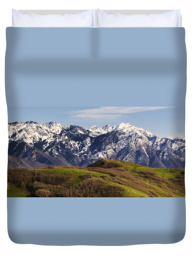 The Wasatch Mountains As Seen From The Bonneville Shoreline Trail Near Downtown Salt Lake City Duvet Cover featuring the photograph Wasatch Mountains #6 by Douglas Pulsipher