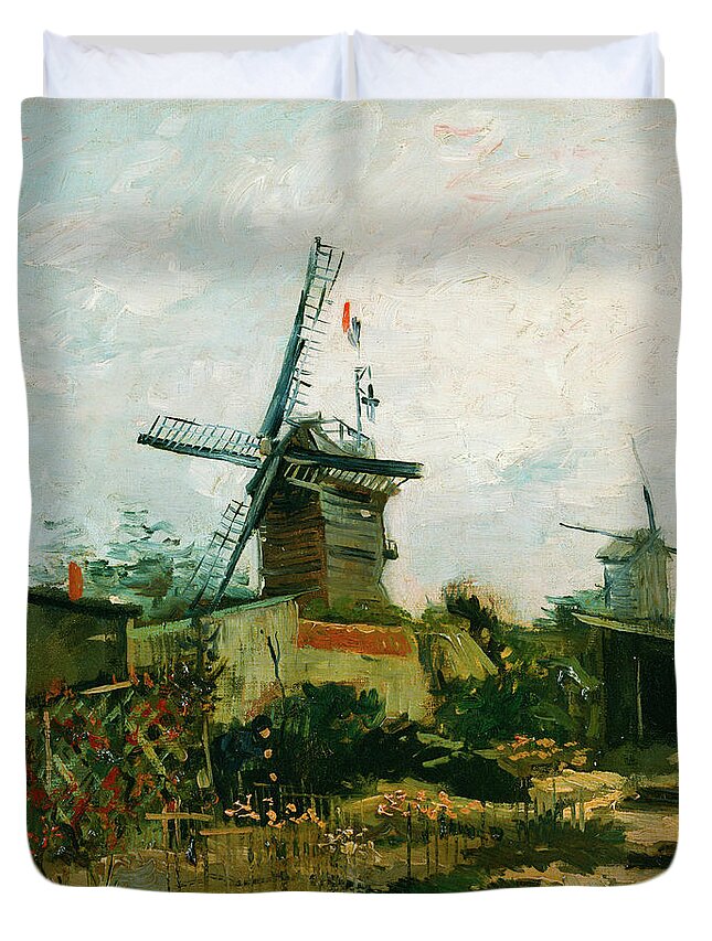 Windmills On Montmartre Duvet Cover featuring the painting Windmills on Montmartre #6 by Vincent van Gogh