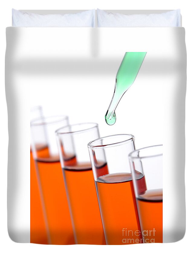 Chemistry Duvet Cover featuring the photograph Test Tubes in Science Research Lab #60 by Olivier Le Queinec