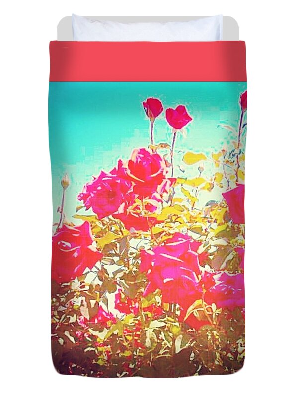 Rose Duvet Cover featuring the photograph Red Whimsy by C Oeur