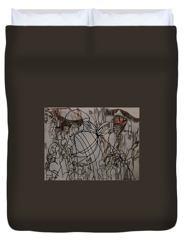 Jesus Duvet Cover featuring the painting Kintu and Nambi Folktale #64 by Gloria Ssali