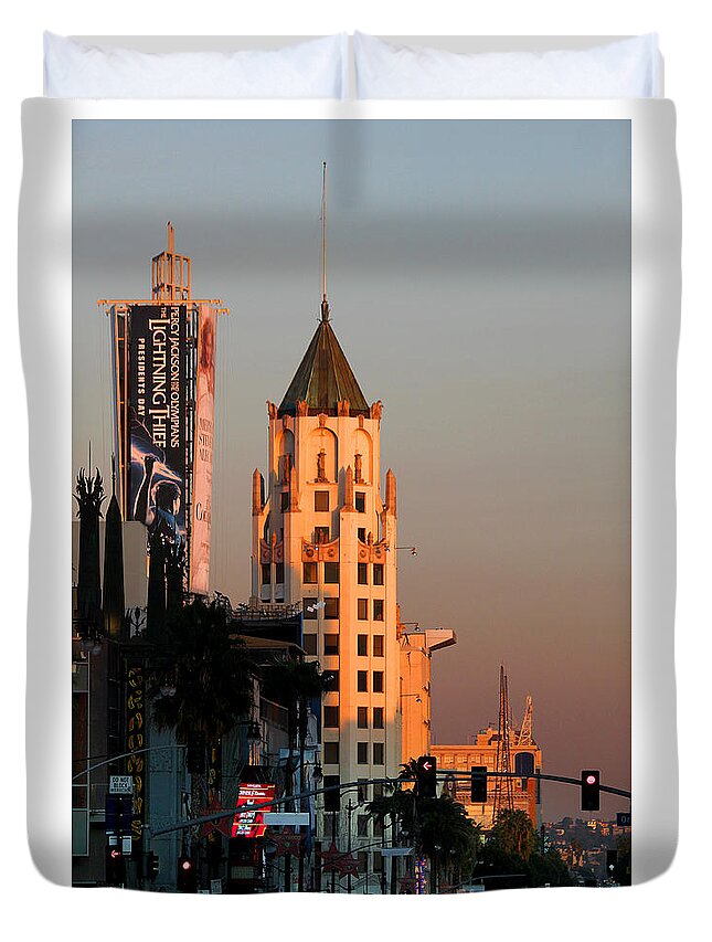 6777 Hollywood Blvd Duvet Cover featuring the photograph 6777 Hollywood Blvd high-rise building by Wernher Krutein