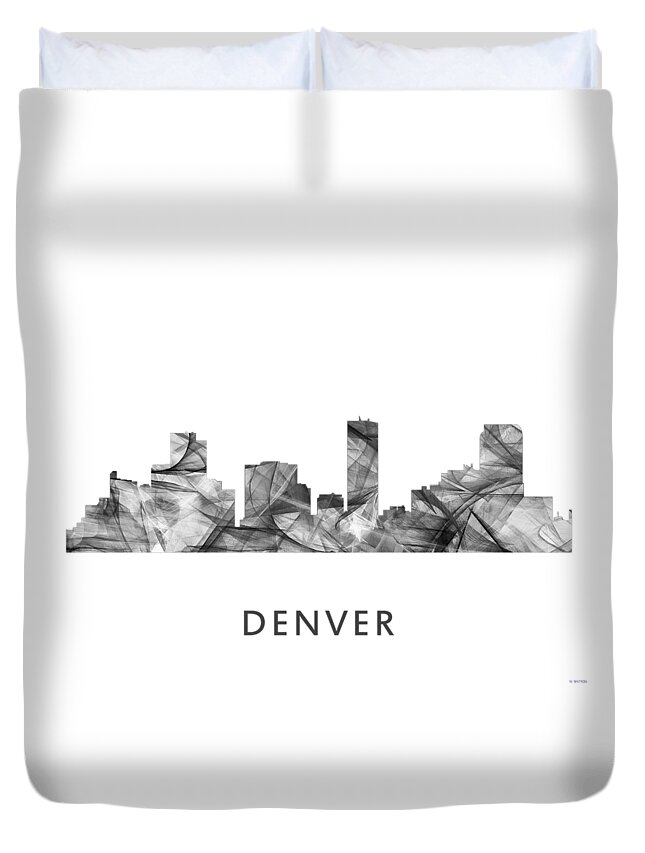 Denver Colorado Skyline Duvet Cover featuring the digital art Denver Colorado Skyline #7 by Marlene Watson