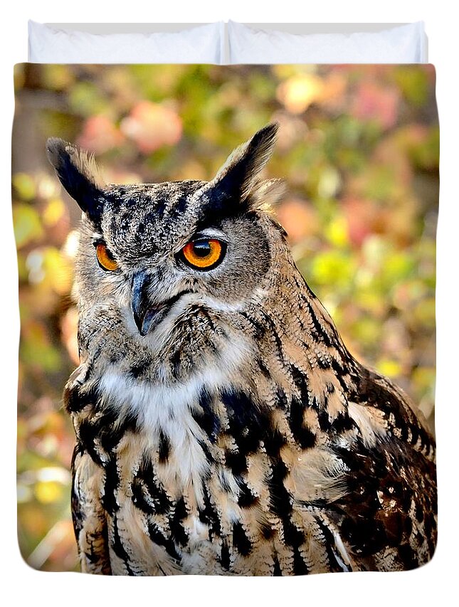 Owl Duvet Cover featuring the photograph Eurasian Eagle Owl #7 by Amy McDaniel