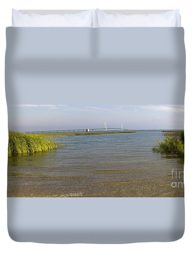 Mackinaw Duvet Cover featuring the photograph Mackinac Bridge #3 by Tara Lynn