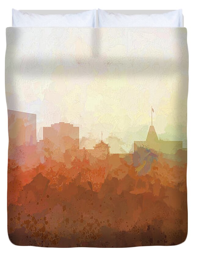 Oakland California Skyline Duvet Cover featuring the digital art Oakland California Skyline #7 by Marlene Watson