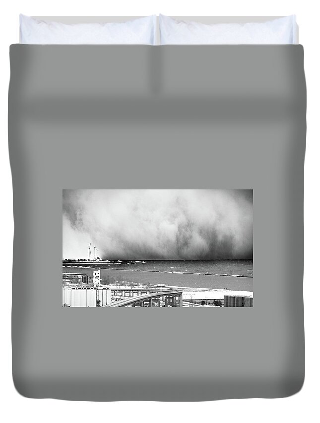 Lake Erie Duvet Cover featuring the photograph Snowvember #7 by Dave Niedbala