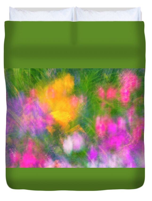 Summer Duvet Cover featuring the photograph Summer Impression Series Panorama - Flowers #7 by Ranjay Mitra