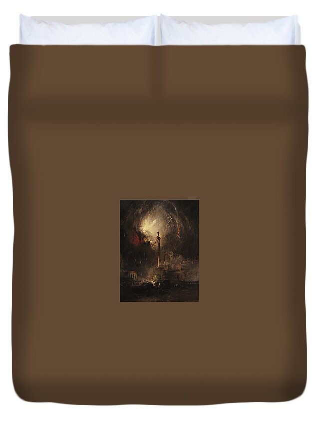James Hamilton (american Duvet Cover featuring the painting The Last Days of Pompeii by James Hamilton