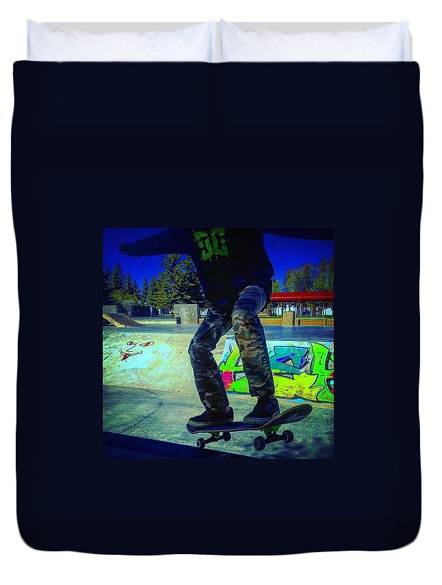 Beautiful Duvet Cover featuring the photograph The Shred Kid by Shawn Gordon