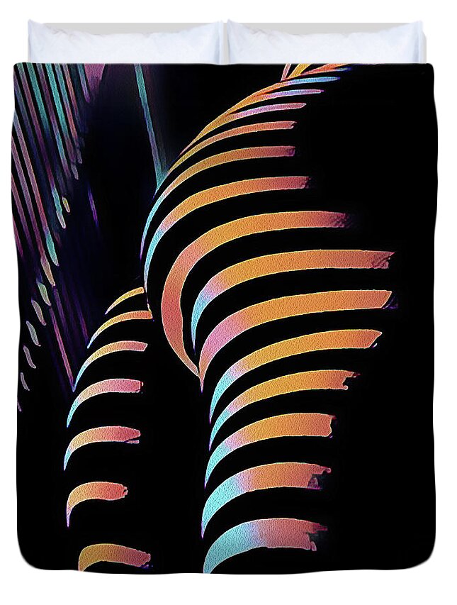 Curves Duvet Cover featuring the digital art 7485s-MAK Zebra Striped Butt Bum Woman by Window in Composition style by Chris Maher