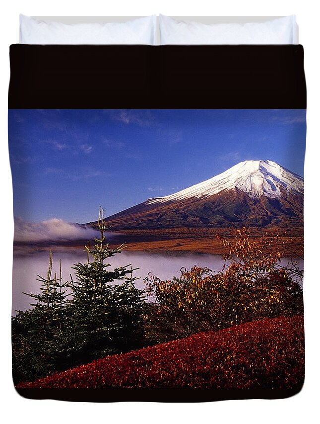 Japan Duvet Cover featuring the photograph Mount Fuji in Autumn #8 by Michele Burgess