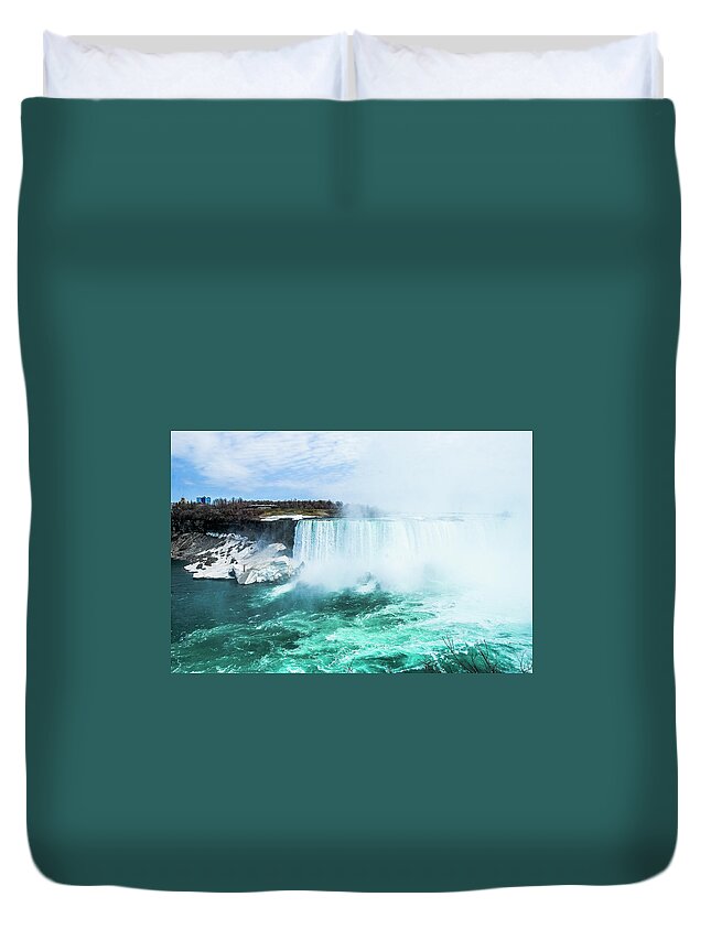 Falls Duvet Cover featuring the photograph Niagara Falls scenery in winter #8 by Carl Ning