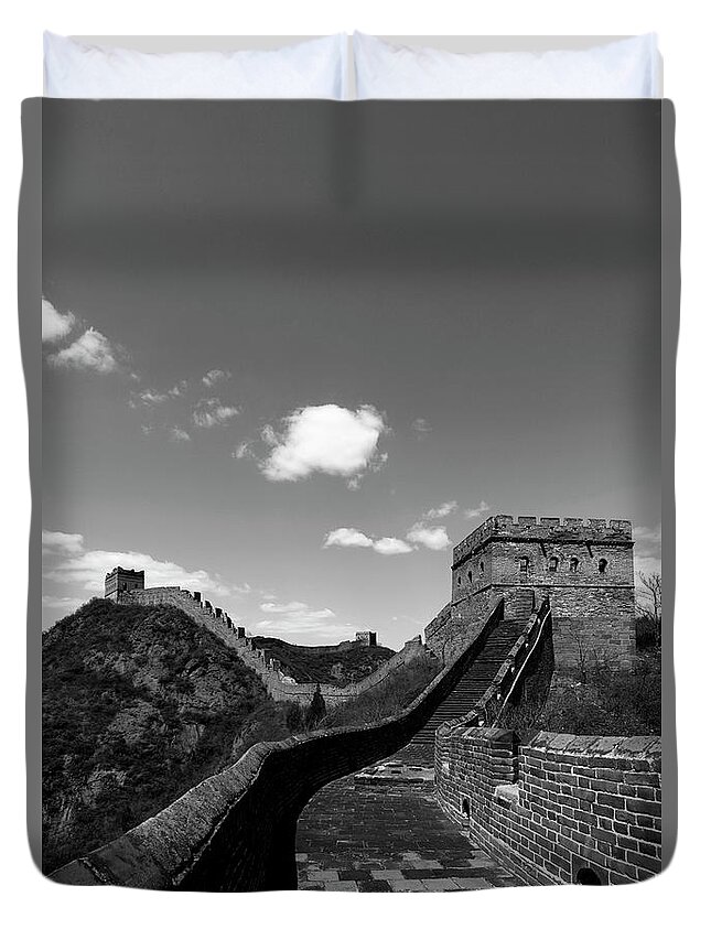 Jinshanling Village Duvet Cover featuring the photograph The Great Wall of China near Jinshanling village, Beijing #8 by Dave Porter
