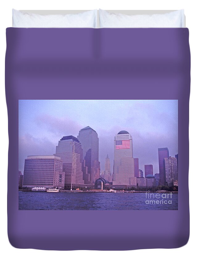 Strength Duvet Cover featuring the photograph 9/11 The Aftermath WFC Flag by Tom Wurl