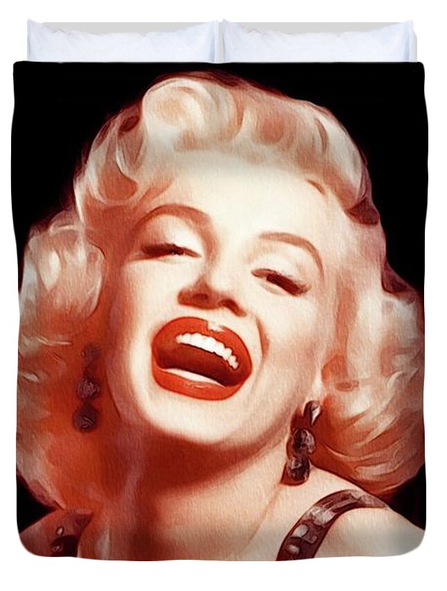 Marilyn Duvet Cover featuring the painting Marilyn Monroe, Actress and Model #9 by Esoterica Art Agency