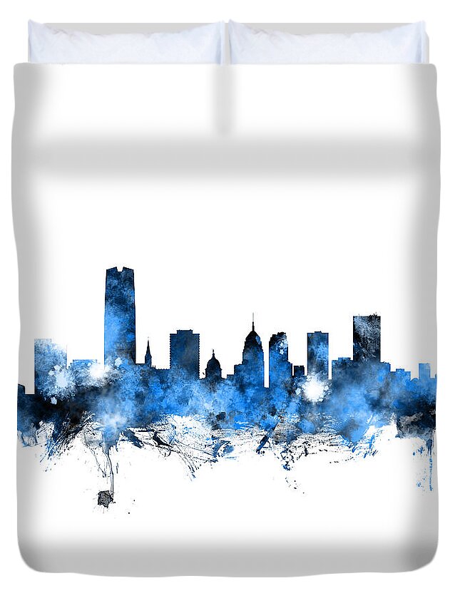 Oklahoma City Duvet Cover featuring the digital art Oklahoma City Skyline #9 by Michael Tompsett